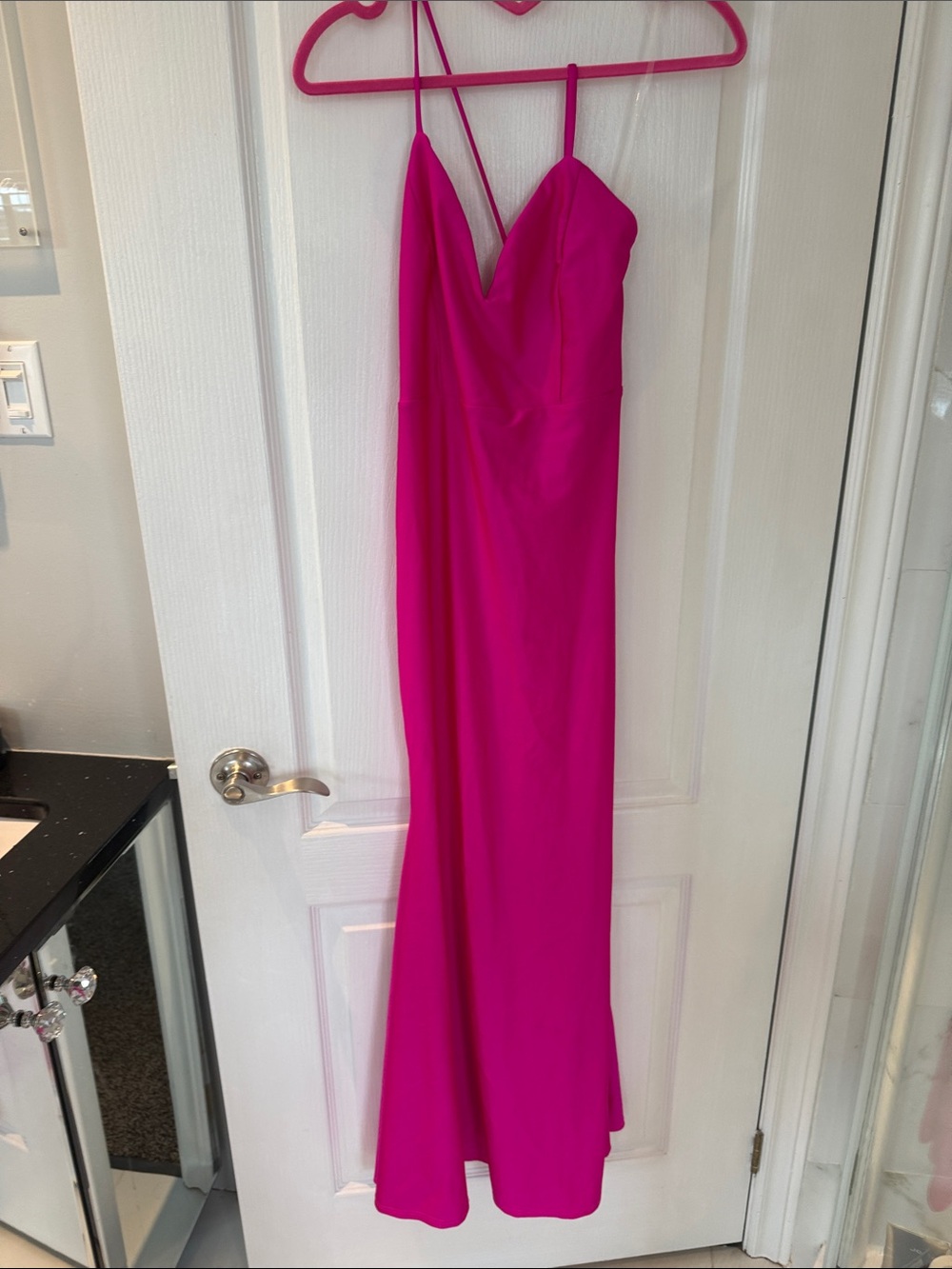 Hot Pink Spaghetti Strap Gown sz m